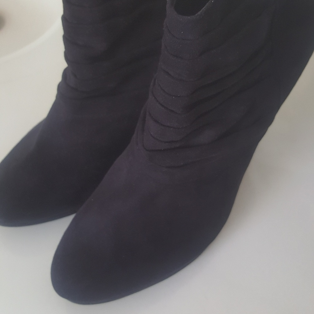 Suede bootie heels worn only once in great conditi
